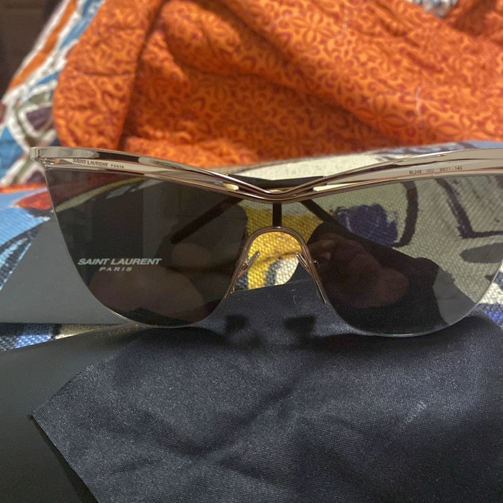Saint Laurent NWOT authentic  Paris Black and gold cat eye sun glasses